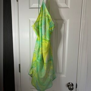 American Eagle silk halter mini dress